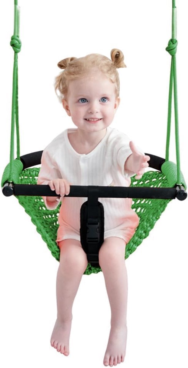 2-in-1 schommelstoel voor peuters, met verstelbare touwen, robuuste schommelset voor kinderen, binnen en buiten, tuin, upgrade-product (groen)