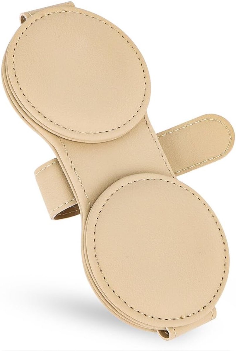 Nieuwe auto vizier bril clip, magnetische auto vizier accessoires zonnebril houder, lederen dubbele clip, visitekaartje, ticket clip, autobril clip (beige)