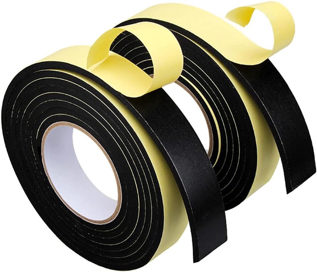 zelfklevend, eenzijdig schuimband, 0,5 mm (D)/10 m (L) schuimrubber, zelfklevend, zelfklevende tape voor deuren en ramen, anti-botsing, geluidsisolatie, zwart, 10 mm