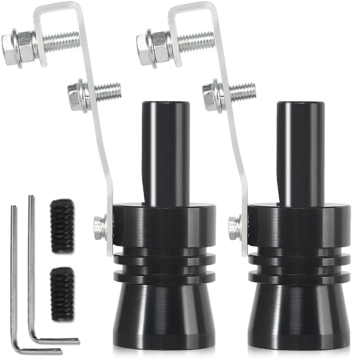 Sound Simulator Whistle, 2 stuks uitlaatpijp Auto Turbo Sound aluminiumlegering Turbo uitlaat geluidsversterker, demper Auto gemodificeerd onderdeel XL voor eindpijpen (Zwart)
