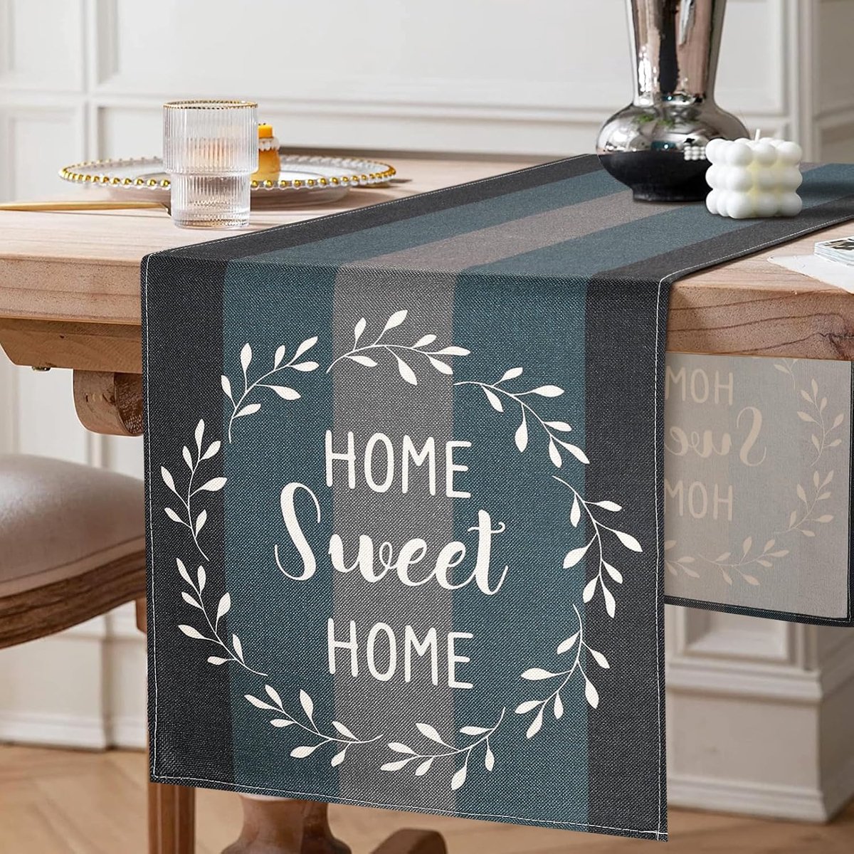 Tafelloper Zwart Modern Woonkamer 40 x 140 Tafelloper Decoratie Grijs Blauw Tafelkleed Placemats Linnen Tafellinnen Strepen Houtpatroon Rustiek Retro voor Eettafel Party