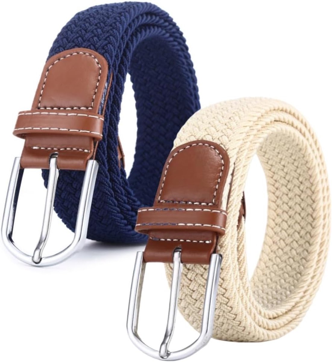 flintronic Elastische gevlochten riem, elastische stretch geweven riem met bedekte lederen gesp, verstelbare modieuze riem, uniseks mannen vrouwen casual riem voor jeans, broek