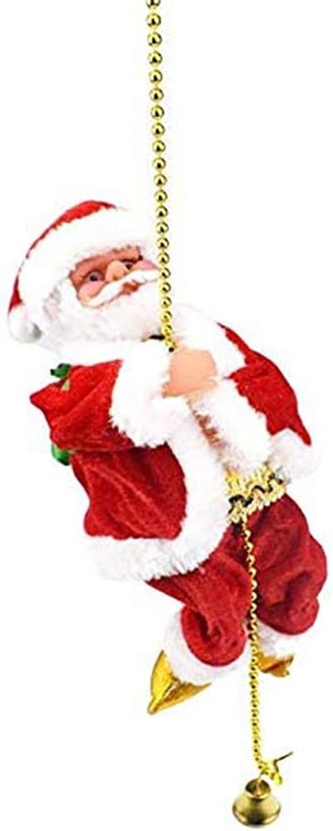 Elektrische Geanimeerde Klimmen Santa Claus op Kralen Muzikale Keten Figuur Mobiele Kerst Ornament