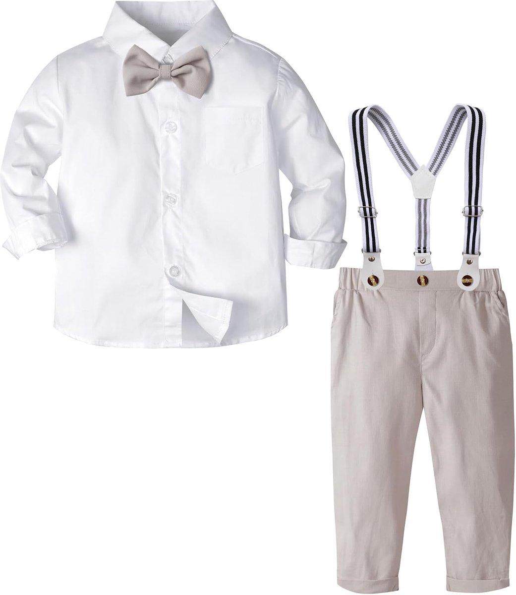 mintgreen Baby Boy Outfits 4 stks Set Kids Kerst Gentleman Pak Bretels Shirt 1-6 Jaar