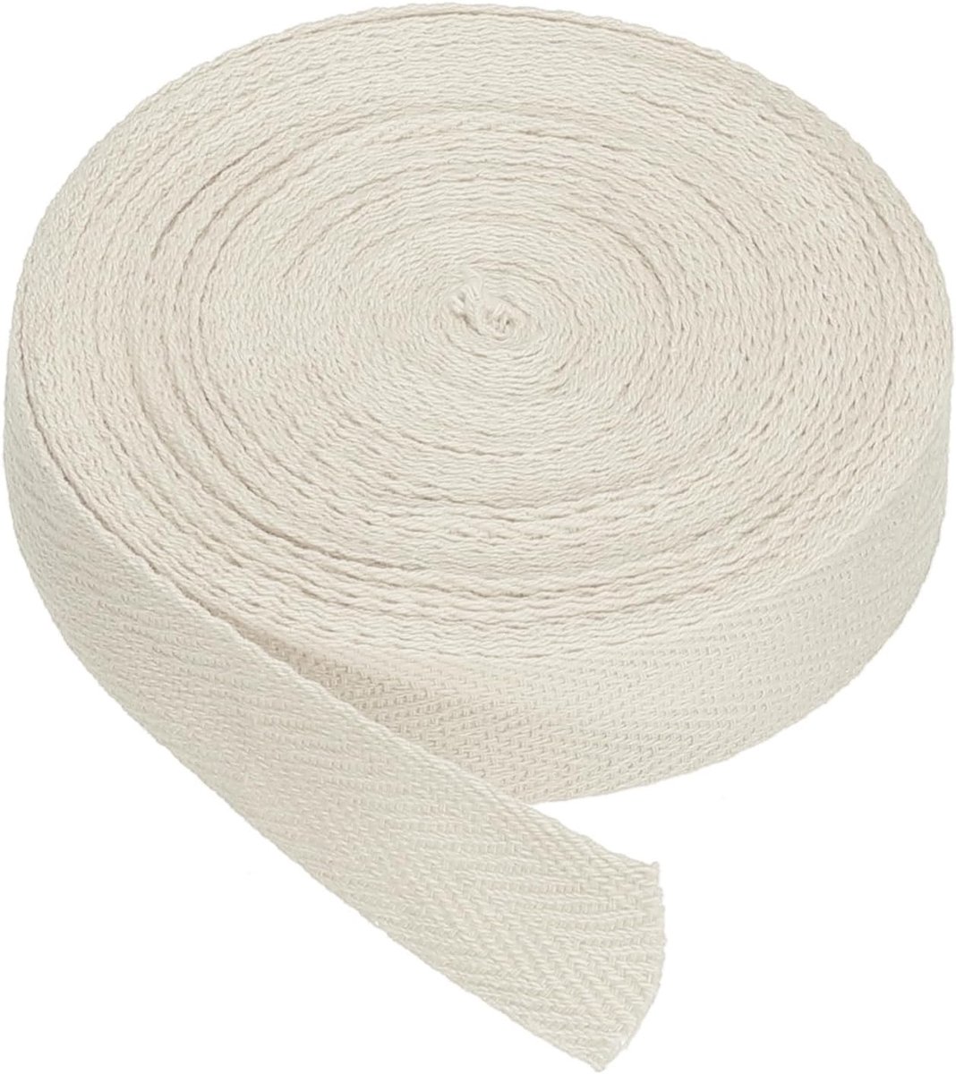Katoenen spiraalband 20 mm (3/4 inch) 9 m (10 yards) katoen biasband bindband visgraatband voor naaien cadeau verpakking handwerk DIY crème wit