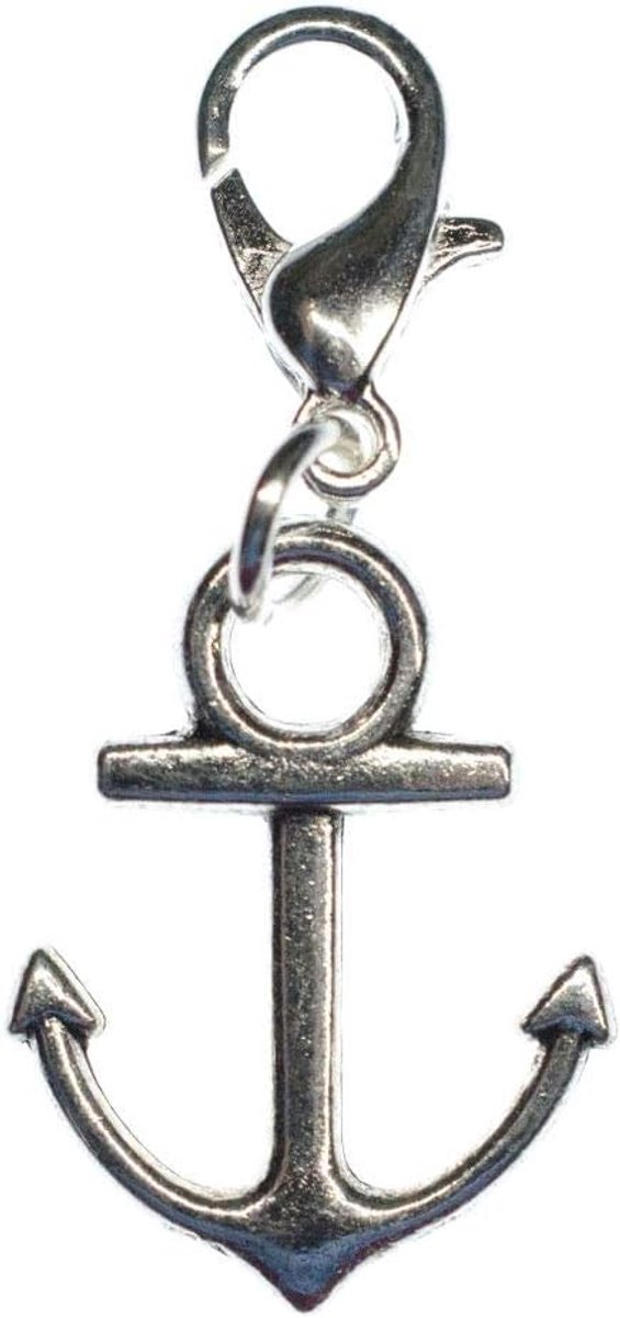 Anker Charm, kapitein, zeilen, boot, schip, glad - handgemaakt modesieraad I kettinghanger verzilverd - bedelhanger bedelarmband - hanger voor armband, 20 mm, Metaal Katoen, Geen edelsteen
