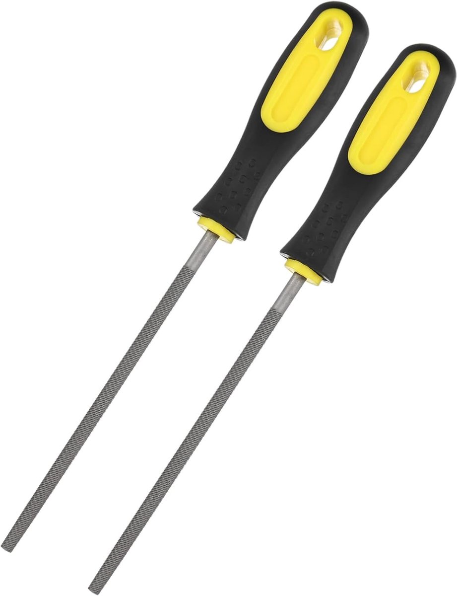 METERXITY 2-Pack Ronde Metalen Vijl 15,5 cm, High Carbon Steel File Diamant File Hand File W PVC Grip Handvat voor Hout/Metaal/Keramiek/Glas/Steen/Sieraden/Tegel/Model/DIY/Slijpvijl