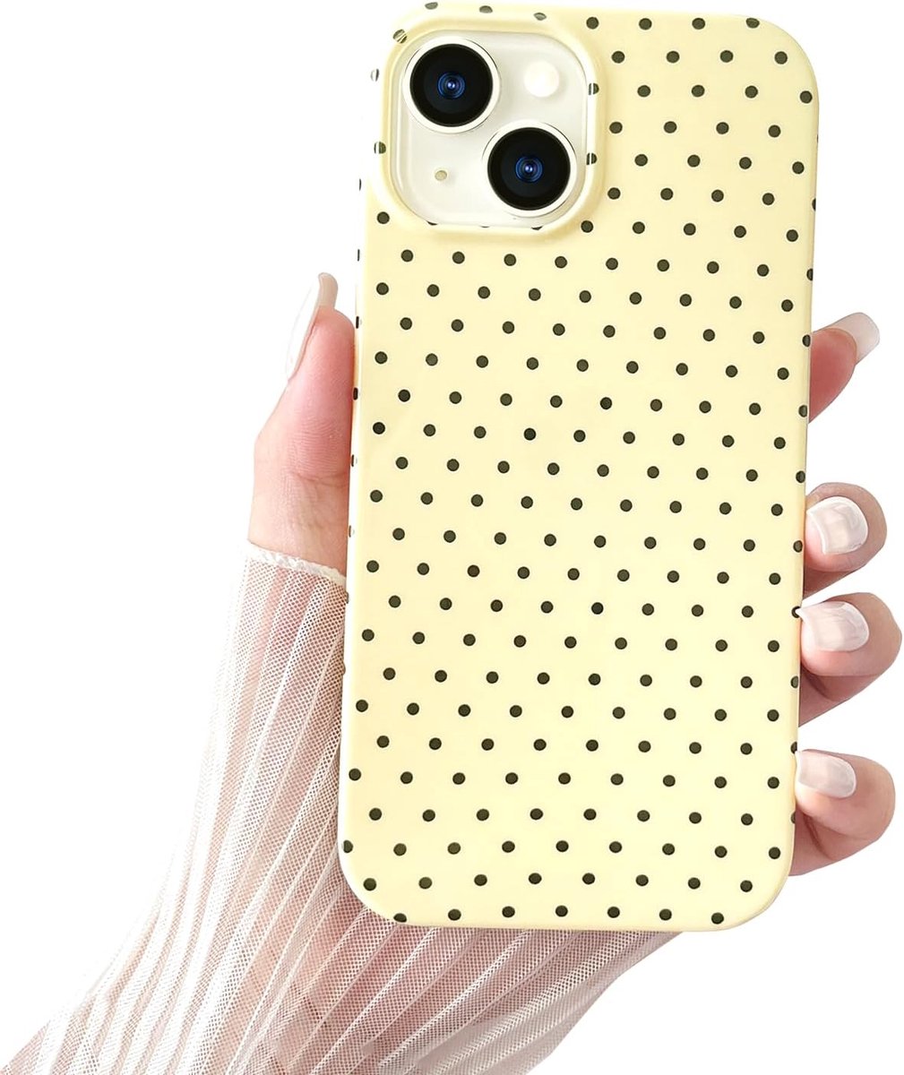 voor iPhone 13 hoesje Schattig Polka Dot Telefoon, Mooi en Stijlvol, Zacht en Slank TPU Schokbestendig Beschermhoesje voor Vrouwen Meisjes, Geel