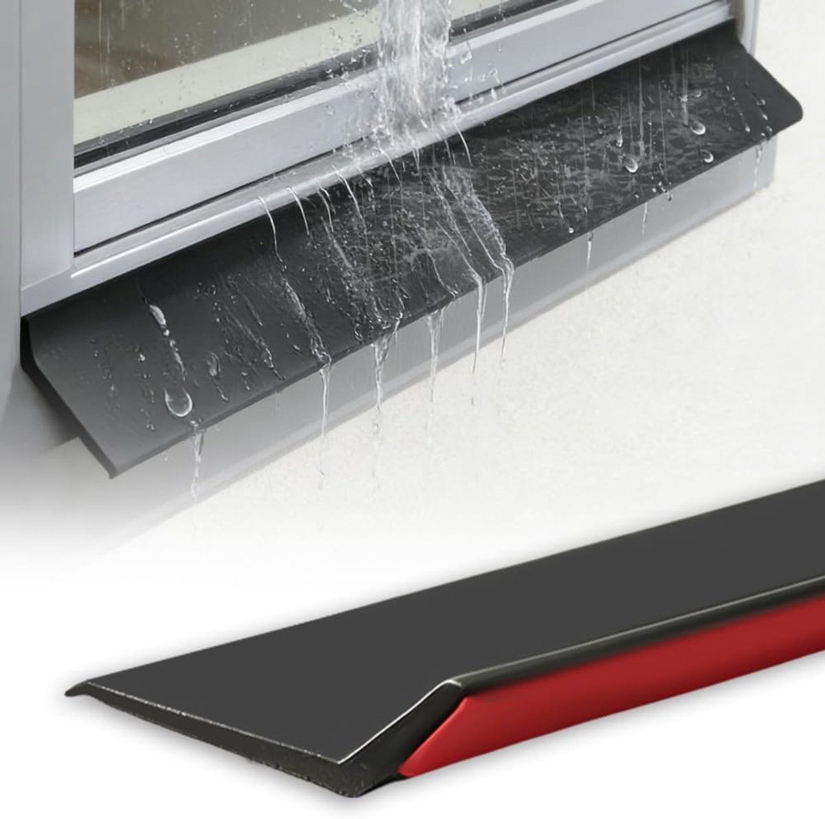 regenbeschermstrip van rubber, 4,5 cm x 1 m, buigbare raamafdichting, druppelafstoter voor deuren, vensterbanken en autodeuren, regenafweerstrip ter bescherming tegen regenwaterophoping