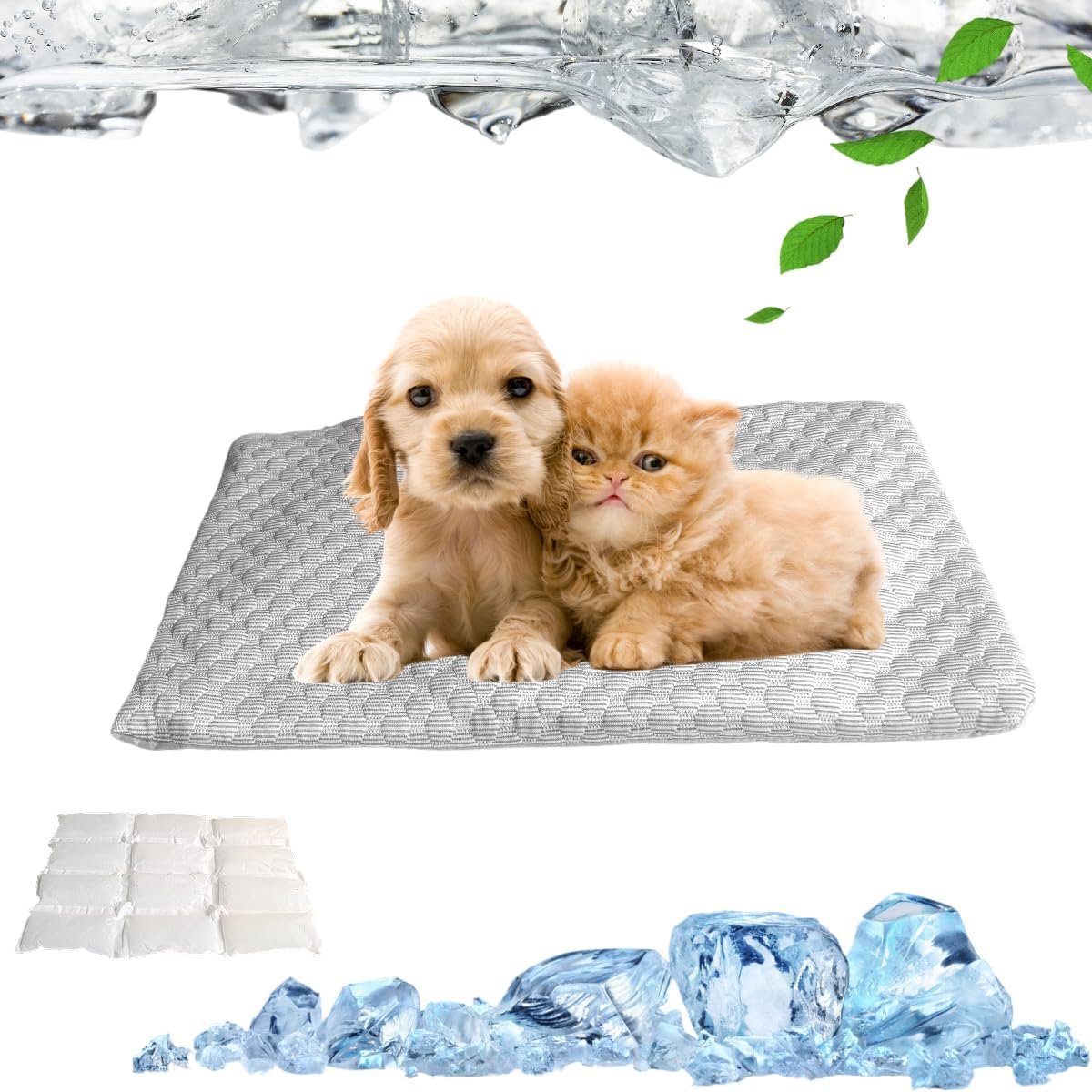 Koelmat voor honden, duurzaam, krasbestendig oppervlak, onmiddellijke zelfkoelende mat voor honden en katten (grijs, S)