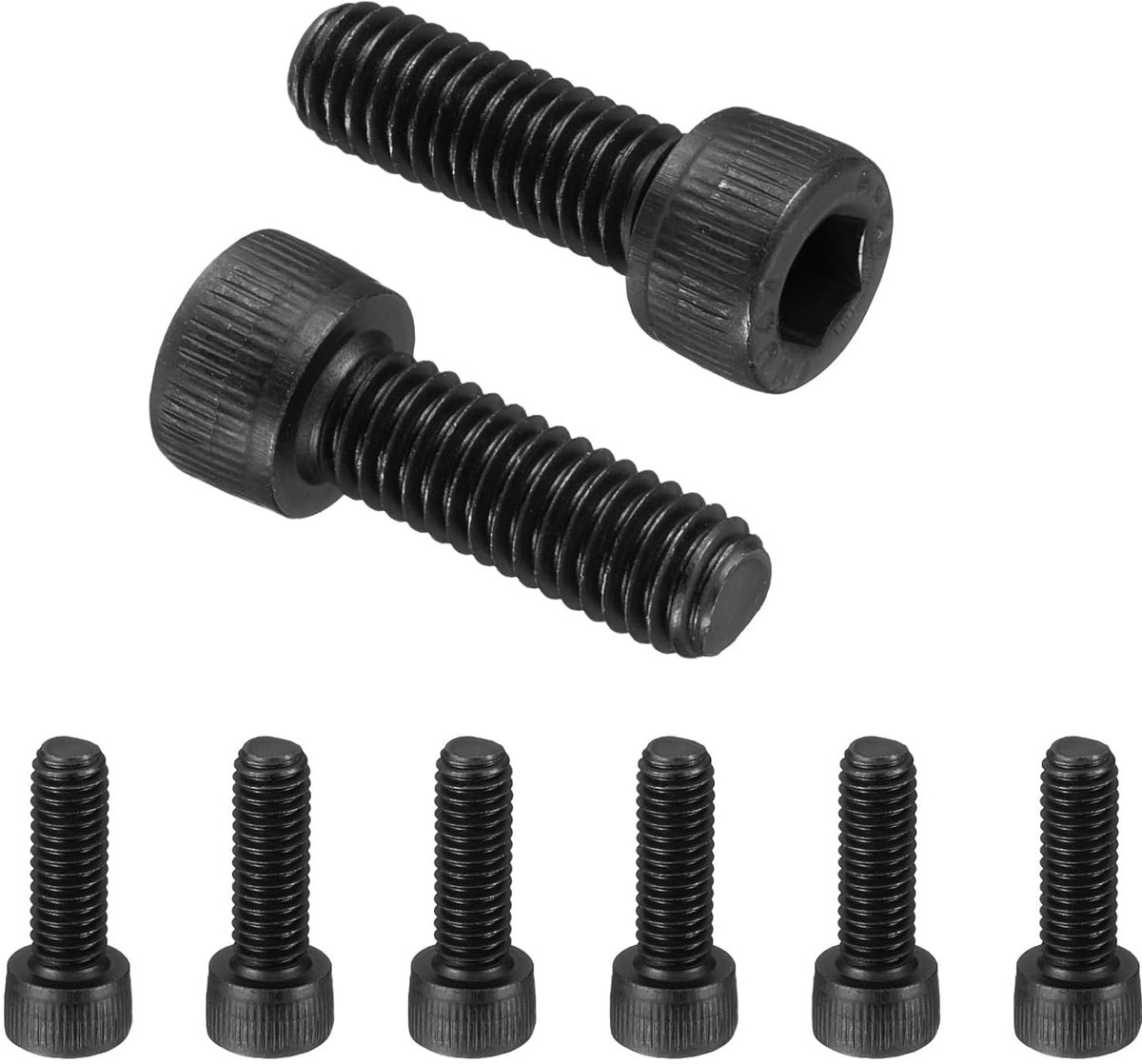 25 stuks M6 x 18 mm zeskantschroeven, 12,9 graden koolstofstaal, schroevenset, zwart oxide assortiment, machineschroeven, volledige schroefdraad, voor reparatie