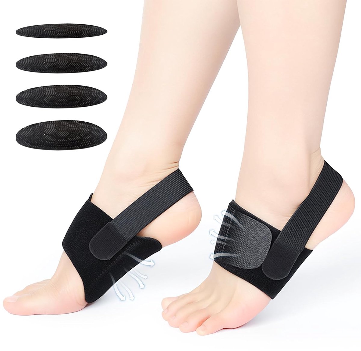 Conponous Voetboogbandages voor plantaire fasciitis, vervangbare hoogtes, voetbandage voor vrouwen en mannen, plantaire fasciitis, inlegzolen, ademend, plantaire fasciitis bandage