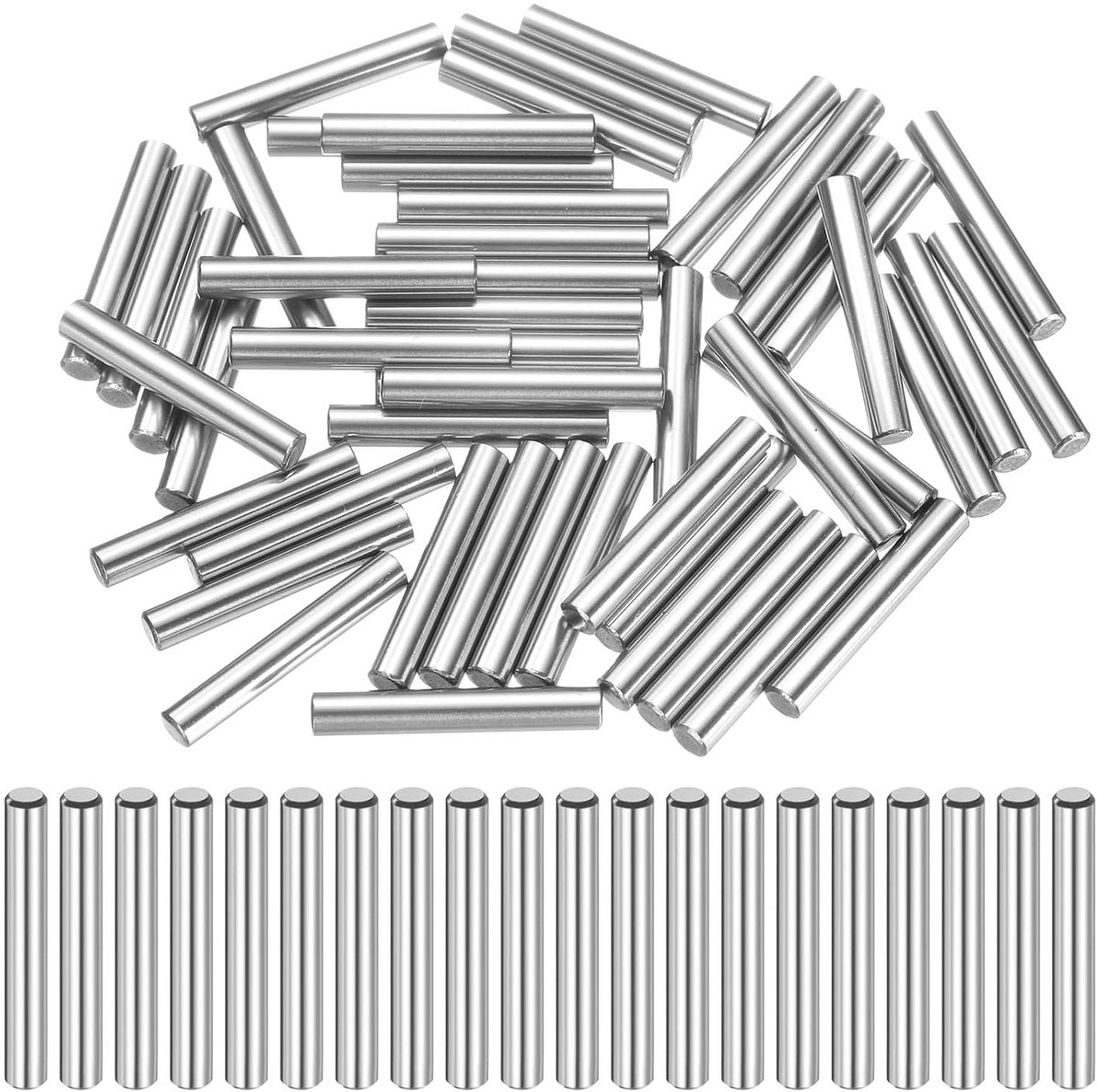 50 stuks cilinderstiften, roestvrij, 4 x 27 mm spanpen, paspoorstift, zilverkleurig, metalen stiften, metalen stiften, plugpennen, bouten, metaal voor doe-het-zelf, meubels, knutselprojecten