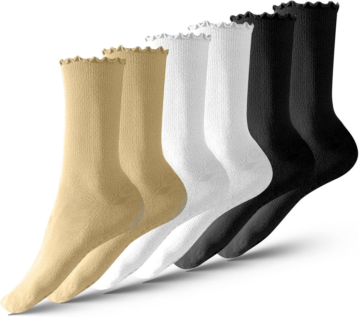 Sokken voor dames, 6 paar yogasokken, manchetten, antislip, pilatessokken voor dames, voor pilates, barre, ballet, dans, trampoline, 35-40, cadeaus voor vrouwen