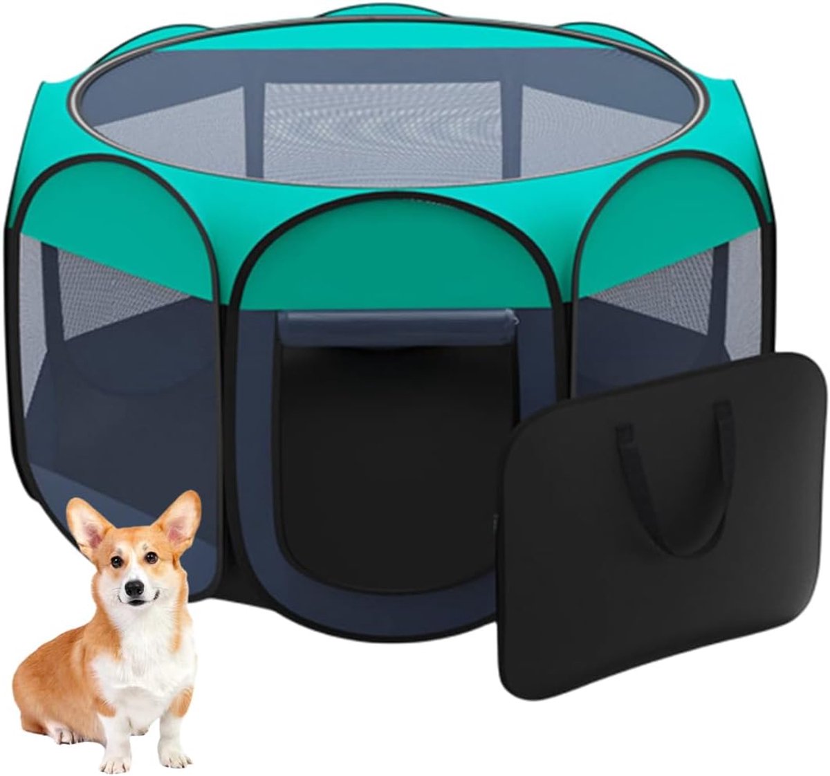 opvouwbare hondenpen, 91x91x58cm, boxtent voor honden Puppy box, afneembare ritssluiting (Zwart)
