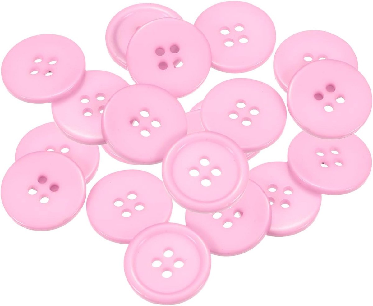 Knopen 4/5" (20 mm) hars rond plat 4-gaats handwerk vervangende knopen voor naaien, kleding en doe-het-zelf, roze