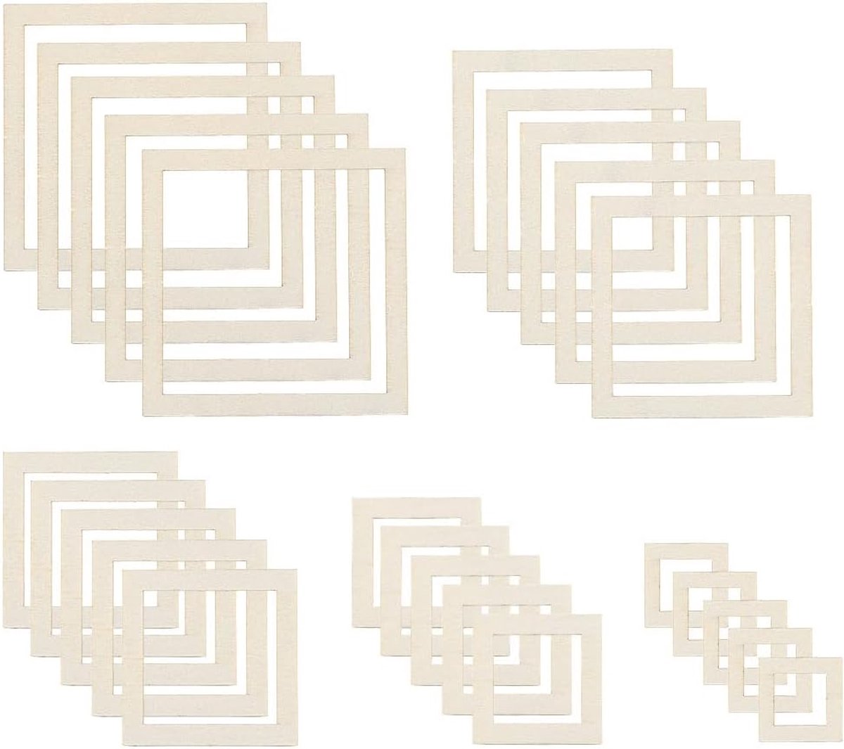 100 stuks kleine houten fotolijsten 5 maten bisque vierkante onafgewerkte vierkante frames poppenhuis accessoires voor muurkunst kerstkamer dozen doe-het-zelf ambachten decoraties