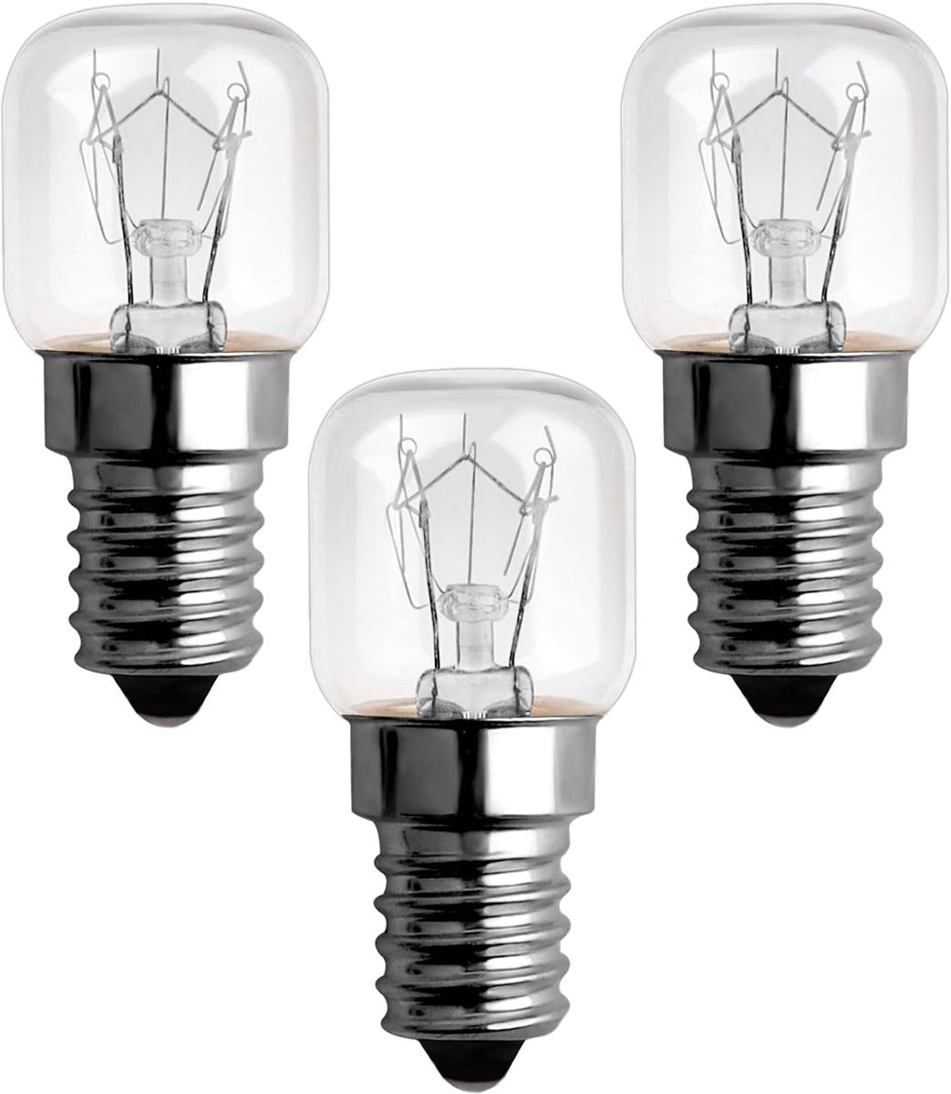 25W E14 Ovenlamp, 120LM Warm Wit 2300K, 300 Graad Hittebestendig T22 Gloeilamp voor Himalaya Zoutlamp, Magnetron, Koelkast, 3-Pack