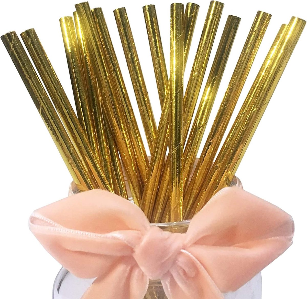 Rietjes, metallic glanzende, biologisch afbreekbare rietjes om te drinken, feesten, bruiloften