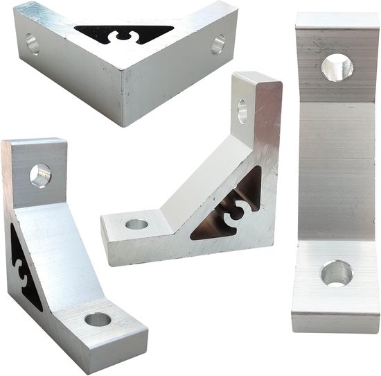 10 sets 90° hoek aluminium profiel hoeksteun scharnier connector voor 2020 serie inclusief 10 stuks hoekhouders, 20 stuks M6 T-moeren, 20 stuks M6 x 14 mm zeskantschroef voor — afbeelding 2