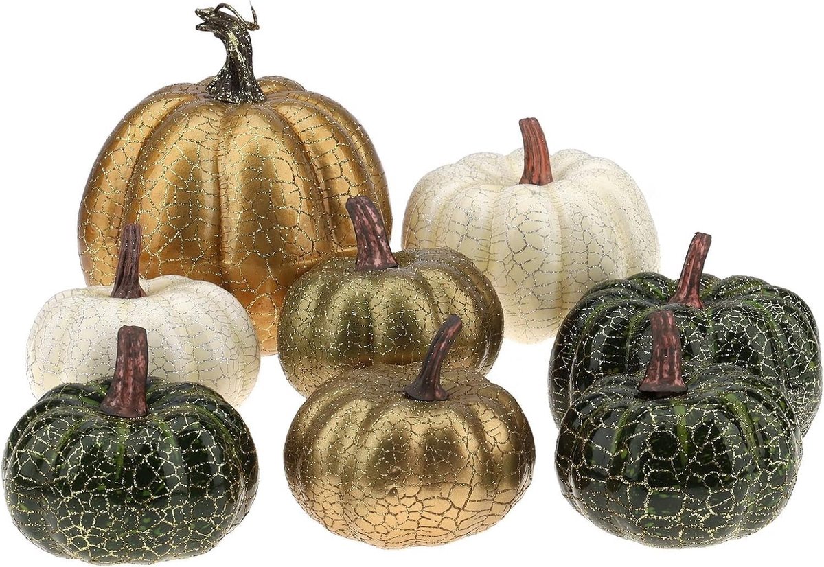 8 Stks Hoogwaardige Kunstmatige Nep Pompoenen Gemengde Kleur Schuim Simulatie Herfst Oogst Groente Model Keuken Halloween Decoratie - Diverse