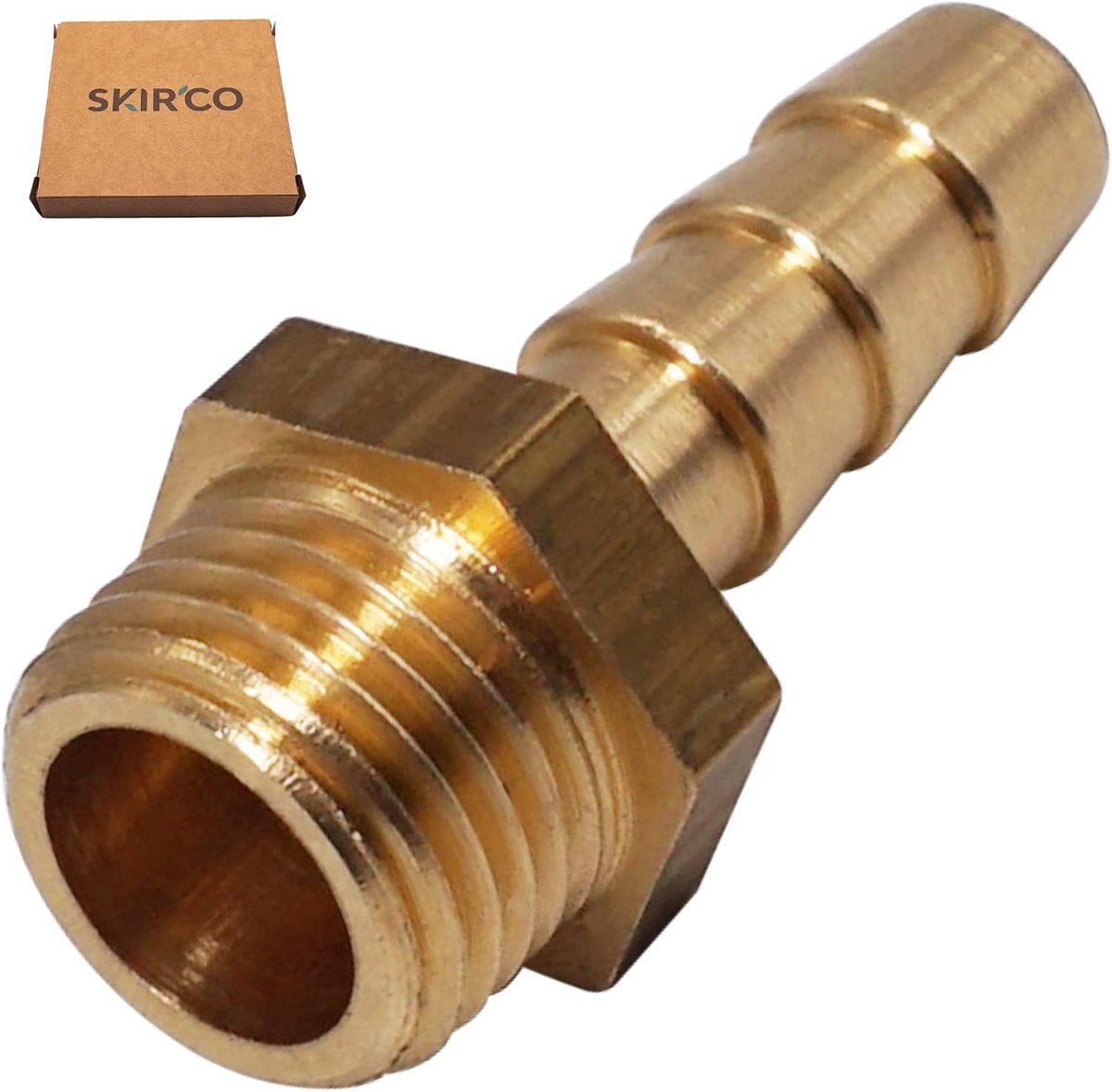 1 st mannelijke schroefdraad weerhaak messing fitting 1/4" x 8 mm, slang prikkeldraad adapter, slang staart connector, BSP schroefdraad