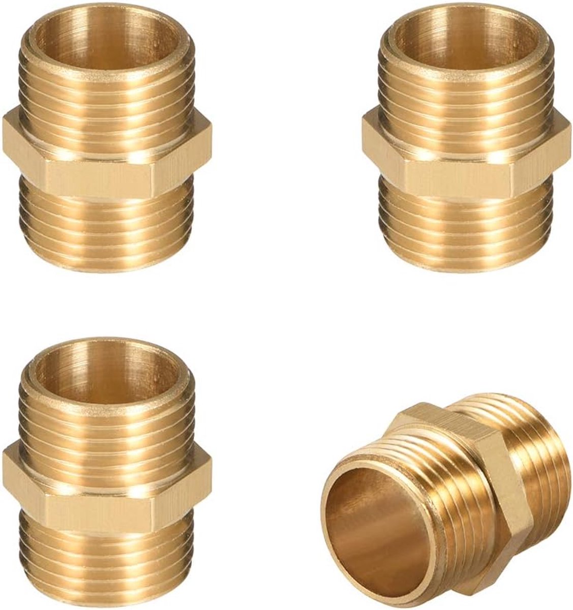 sourcing map 4 stuks Messing buisfitting, zeskant nippel, buitendraad buis 3/8"x 3/8" G de