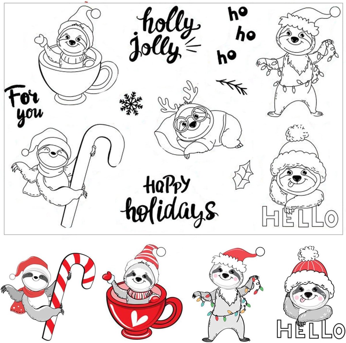 heldere stempels voor het maken van kerstkaarten of journaling, vakantie-luipaard rubberen stempels voor dagboekplanners, scrapbooking, papierknutselen, decoratie