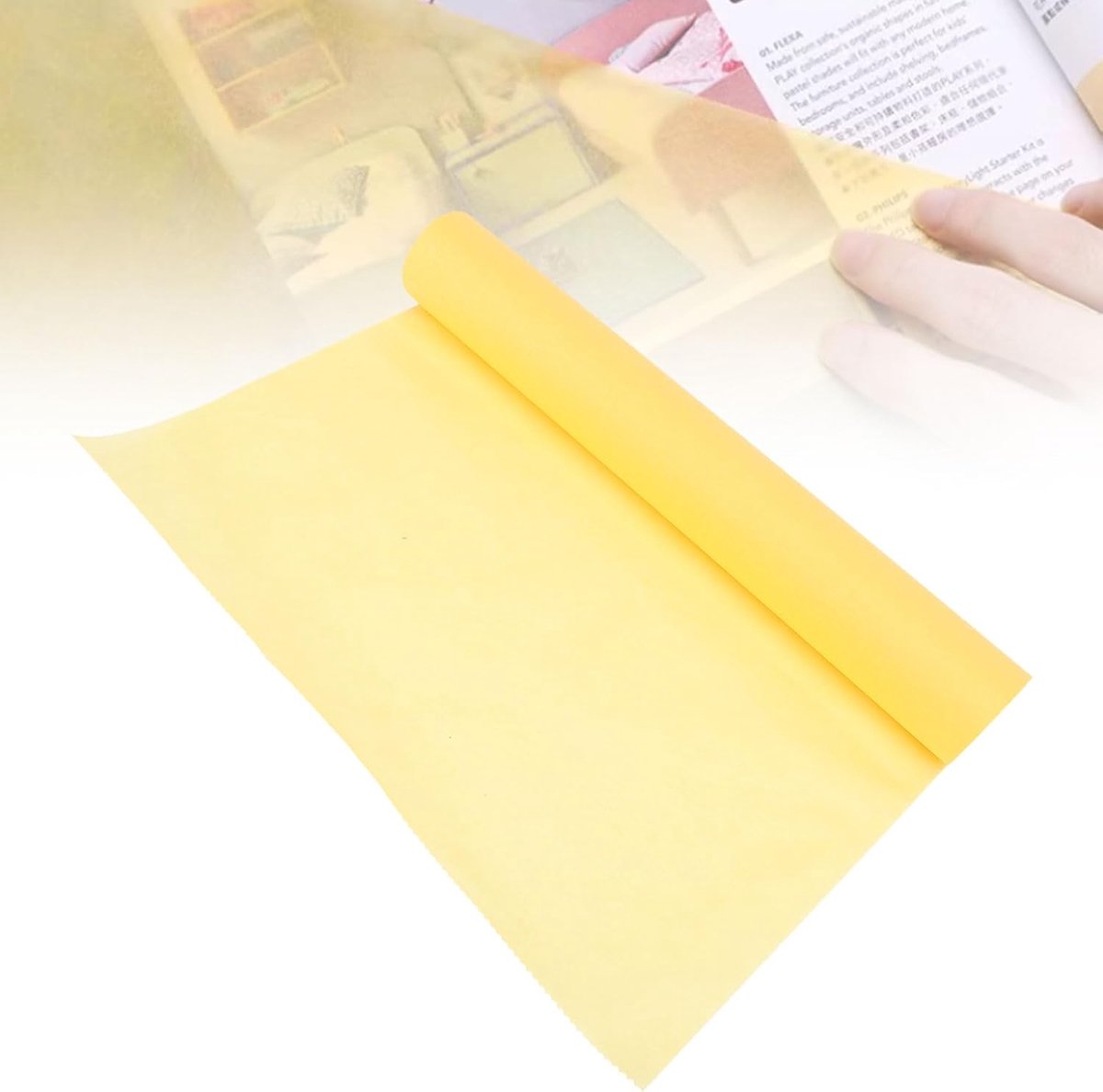 Overtrekpapier Naaien, Doorschijnend Geel 12 Inch 31 Cm Breed, Snijdbaar A3 A4, 78% Hoge Transparantie met Helder, Soepel Schrijven voor Ontwerpschetsen, Tekenen (23meter)