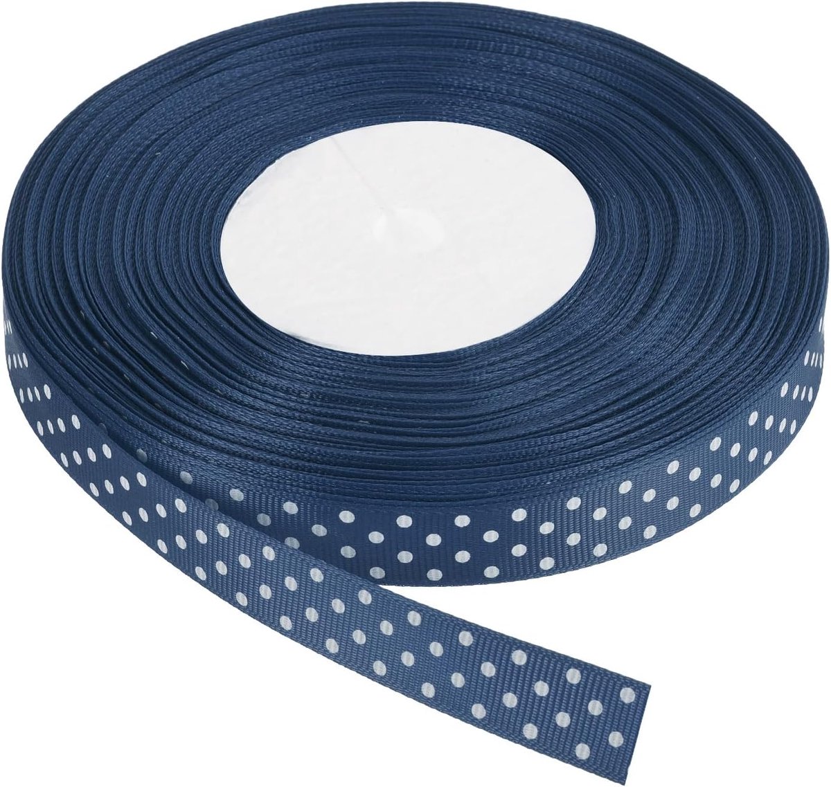 Ripsbanden 50 yards 5/8 inch donkerblauw met witte stippen, decoratief lint voor knutselwerk, geschenkverpakking, bruiloft, doe-het-zelf handgemaakt