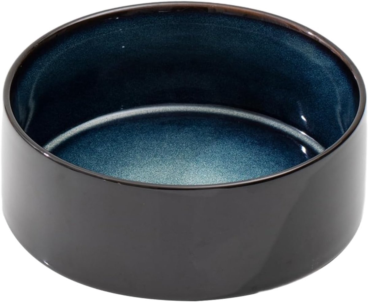 Keramische 20,8 cm hondenbak voor grote honden, antislip en verzwaarde huisdiervoer en waterbak (enkele kom - sterrenhemel) | 21,1 cm keramische hondenvoerbakken met antislip rubberen basis, grote capaciteit, hondenvoerbakken voor grote honden
