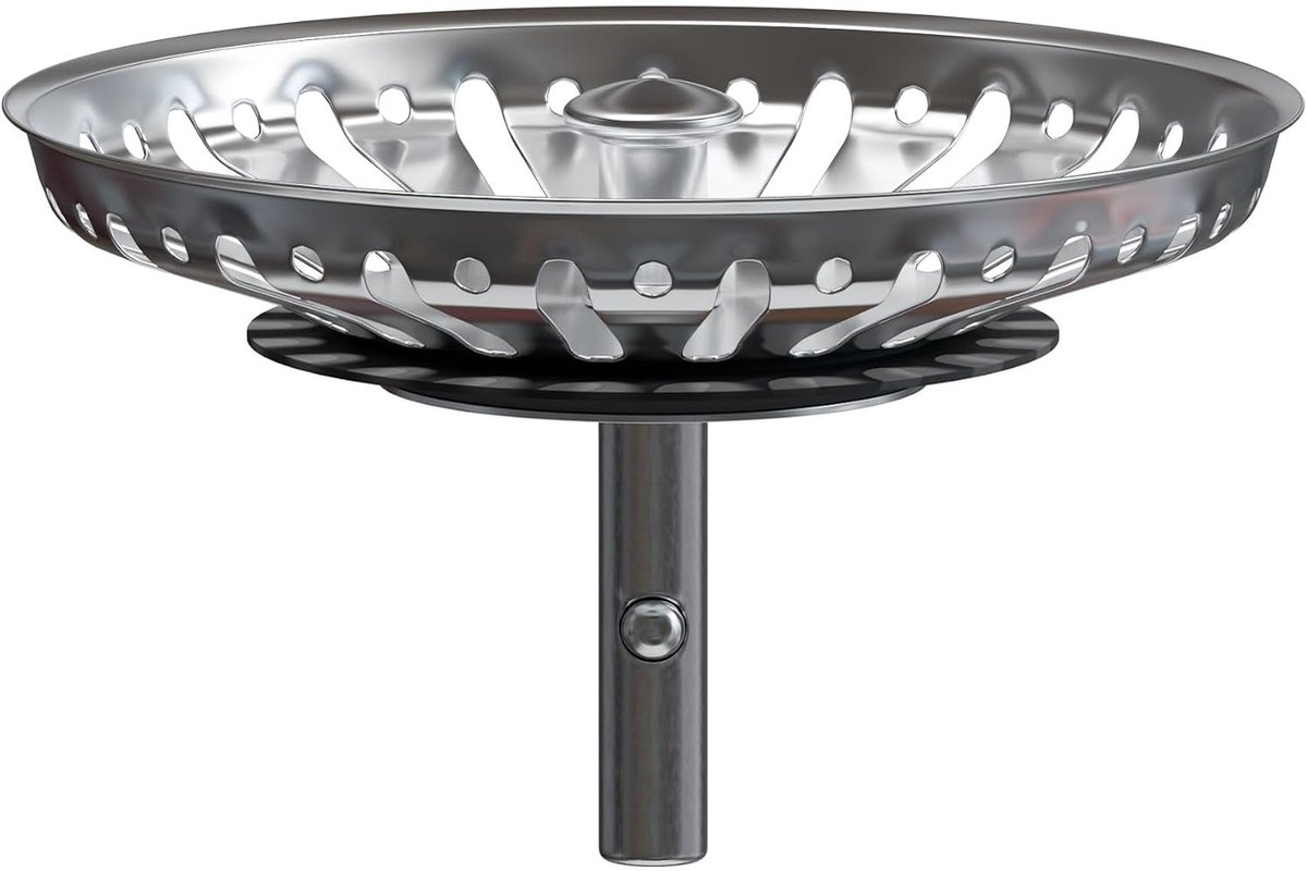 Gootsteen Afvoerstop voor de Keuken - Afvoerplug - Korfplug - Universeel - Spoelbak zeef - Ontstopper - zeef - 1 Stuk - RVS (84 mm)