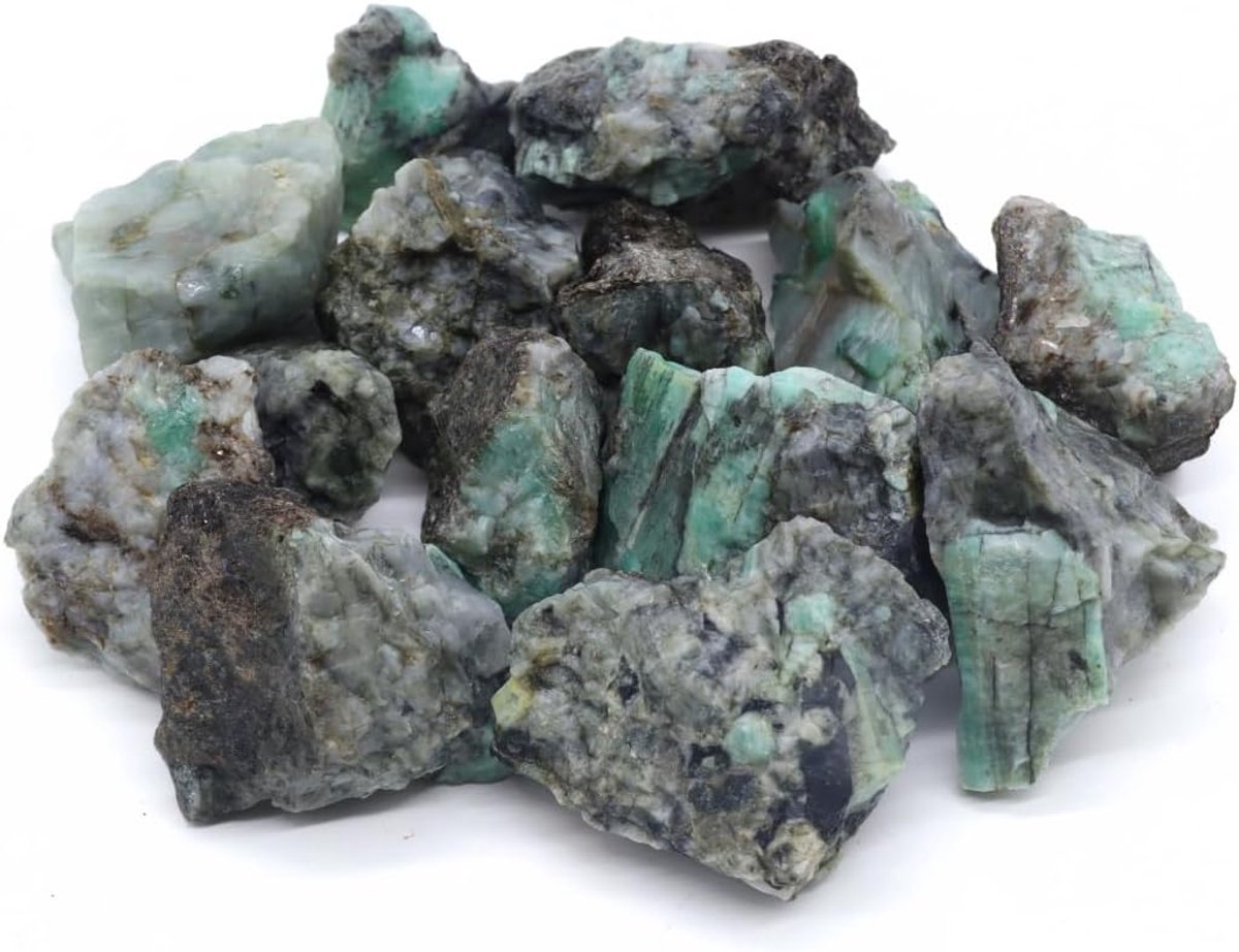 Watersteenmix, premium edelstenen voor edelsteenwater, echte onbehandelde natuurstenen, ruwe stenen en kristallen, energiestenen, helende stenen en minerale stenen voor drinkwater (smaragd)