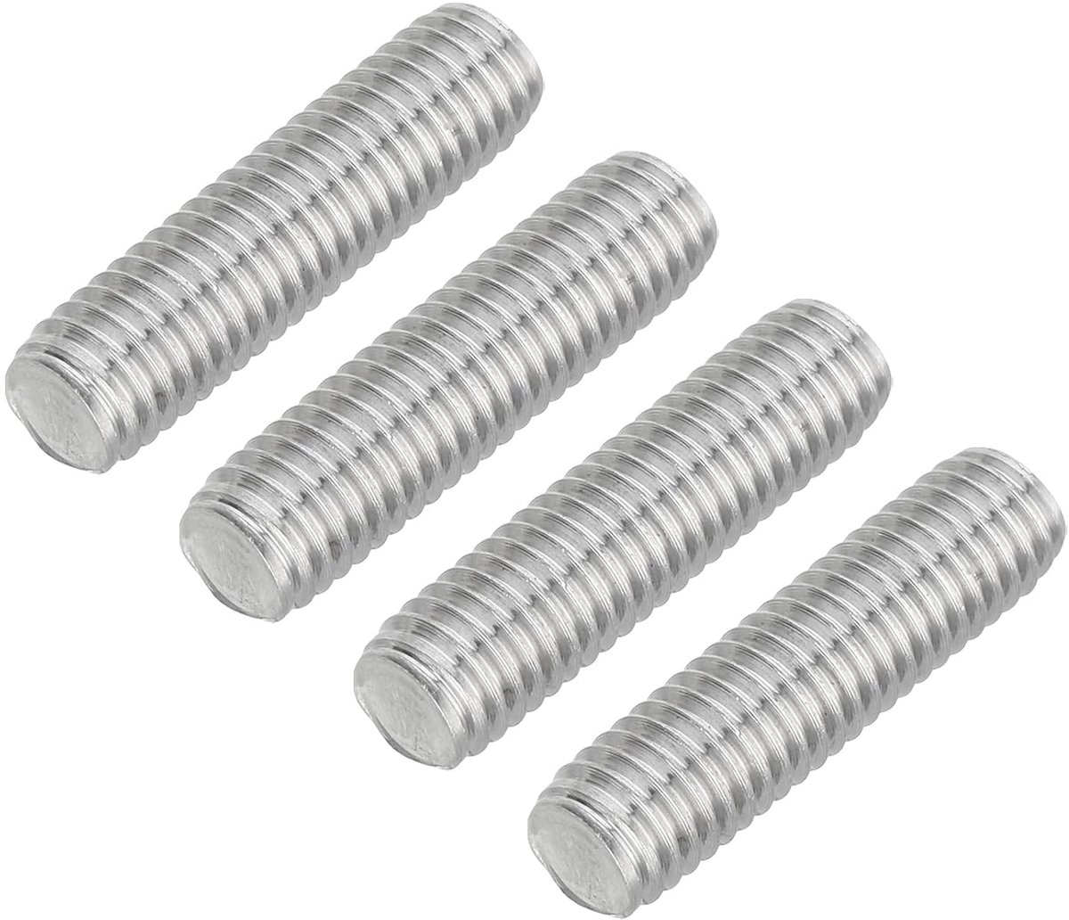 4 stuks draadstangen, M8 x 30 mm roestvrij staal, 304 klinknagels, stang met rechtse schroefdraad, M8-1,25 schroefdraadstang voor montage van meubels en machines
