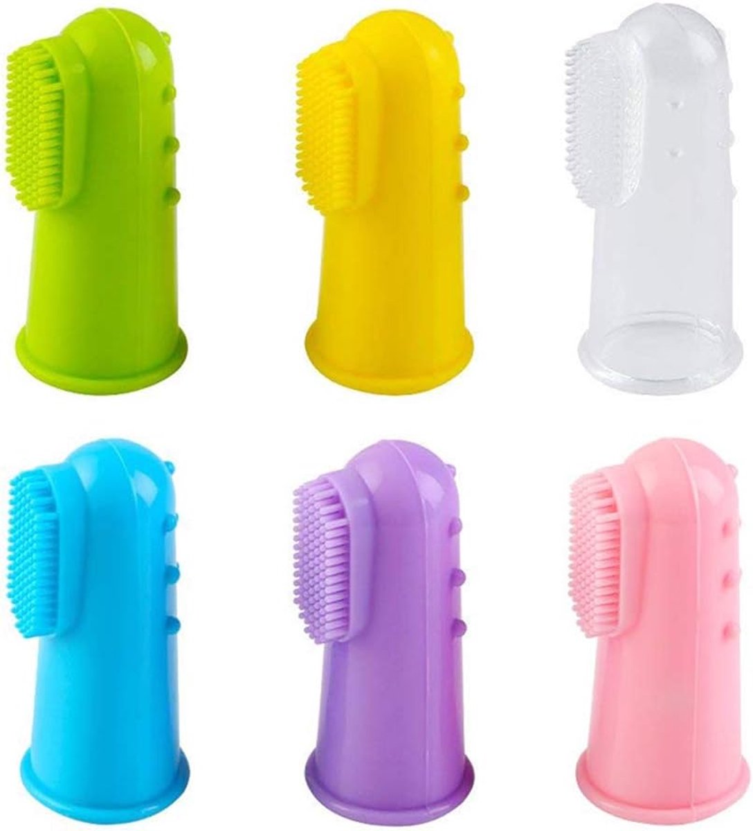 Vinger Tandenborstel, 6 Stuks Siliconen Baby Vingerborstel Met Clear Case Set Food Grade Tandenreiniger Orale Massager voor Baby & Peuters