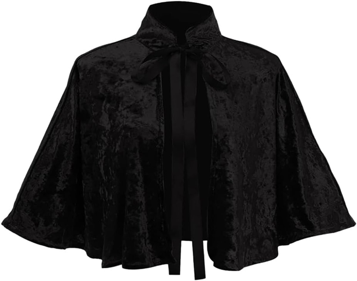 sjaal fluweel korte cape vintage Victoriaanse sjaal Gothic Lolita middeleeuwse sjaal mantel renaissance fluwelen cape Halloween kostuum