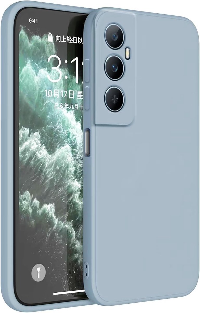 Hoes voor Realme C65 (4G) (6,67 inch) hoes case, huidbescherming hoes TPU siliconen hoes case - rookblauw