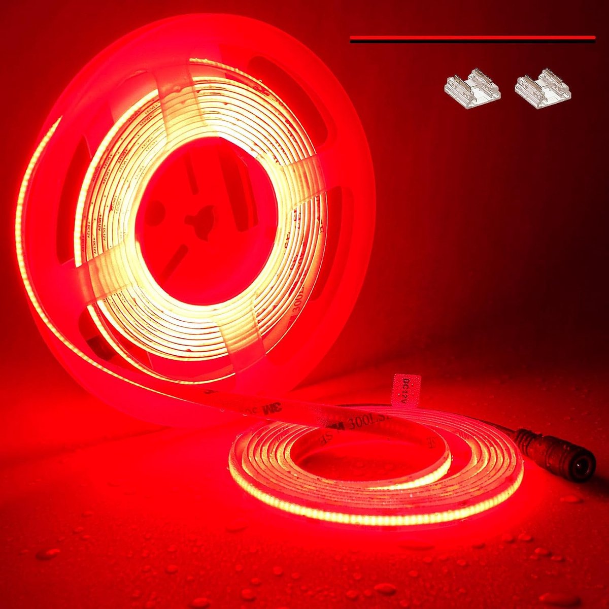 12V COB LED Strip 5M Waterdicht IP65 Rood 480LEDs/M Egale Verlichting CRI>90 Buiten/Binnen Snijbaar Dimbaar Energiezuinige Woonkamer Keukenkast DIY Decoratieve