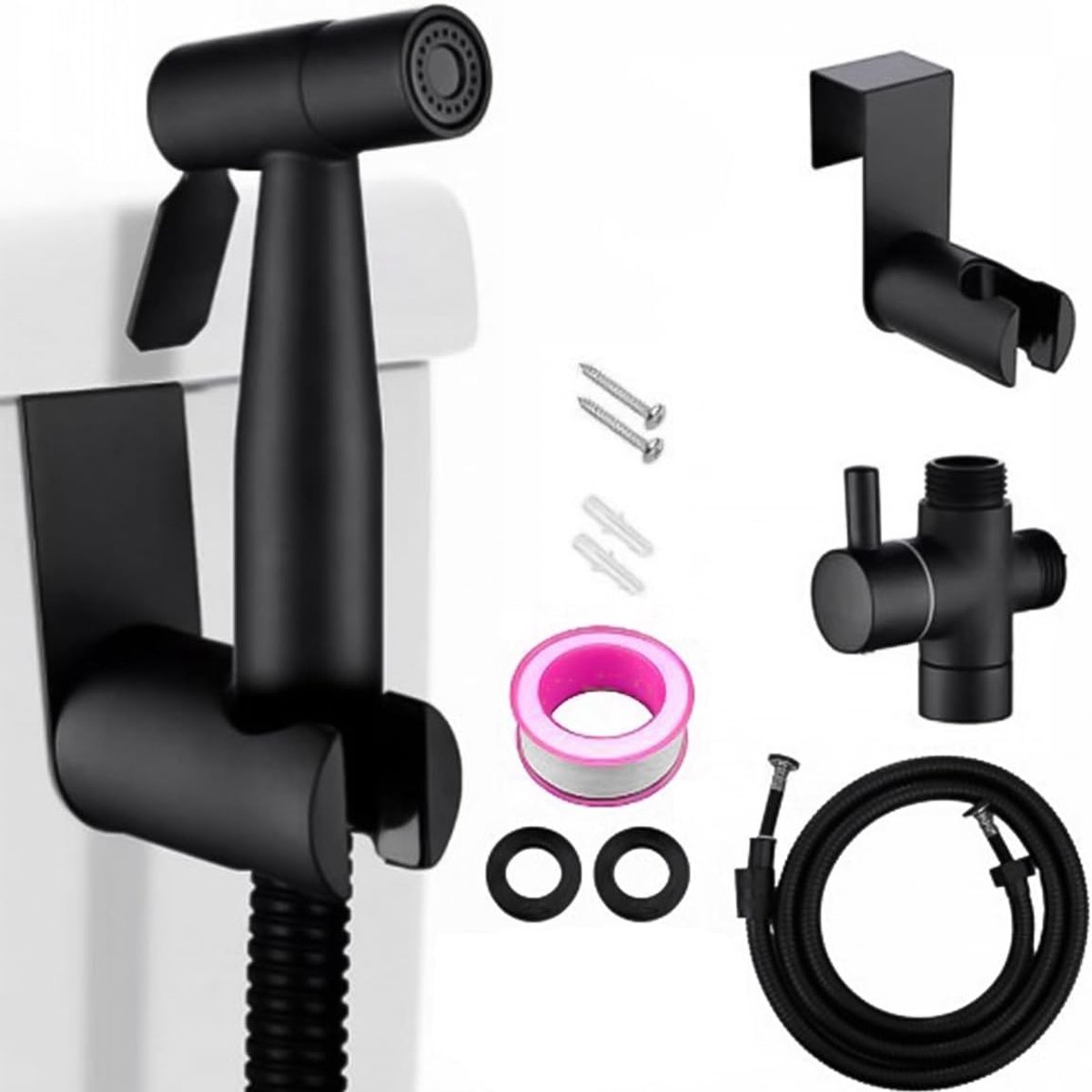 Bidetsproeiset voor het toilet, handsproeier, shattaf-toiletopzetstuk van roestvrij staal voor huisdierbad/lichaamshygiëne/badkamer, eenvoudig te installeren