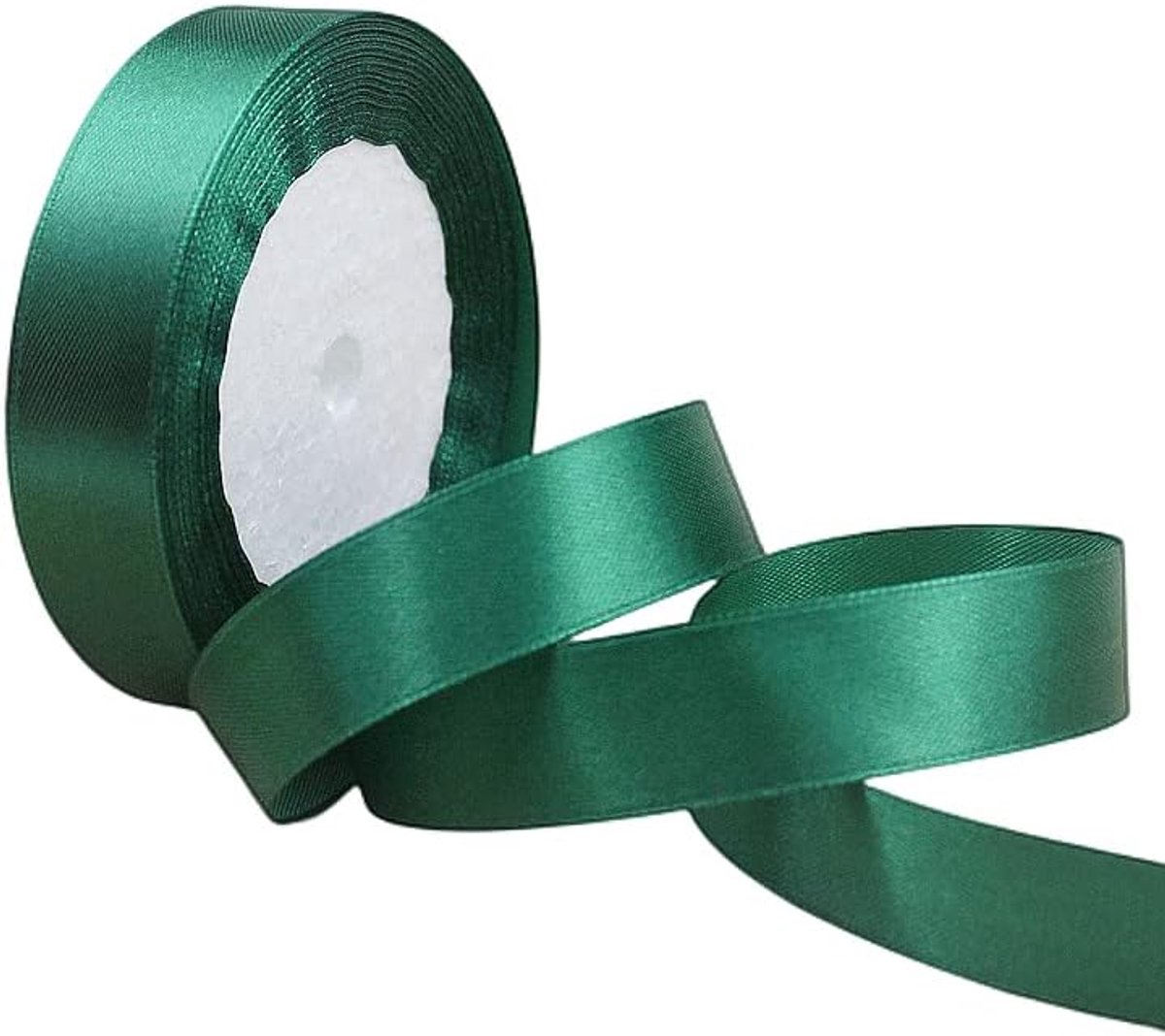 Lint Donkergroen 20mm,22 Meters Satijnen Linten, Decoratie Zijden Linten, Cadeaulint, Autolint,Stoffen Linten van Zijde en Satijn, voor Bruiloft, Feest, Verjaardag,Valentijn Party