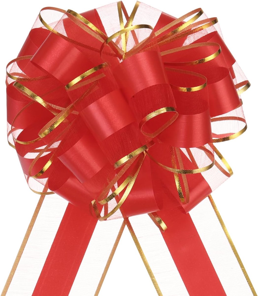 5 stuks 15,2 cm grote gouden geschenkstrikken cadeaustrikken voor auto organza lint voor manden voor bruiloftsauto geschenken strik Kerstmis rood