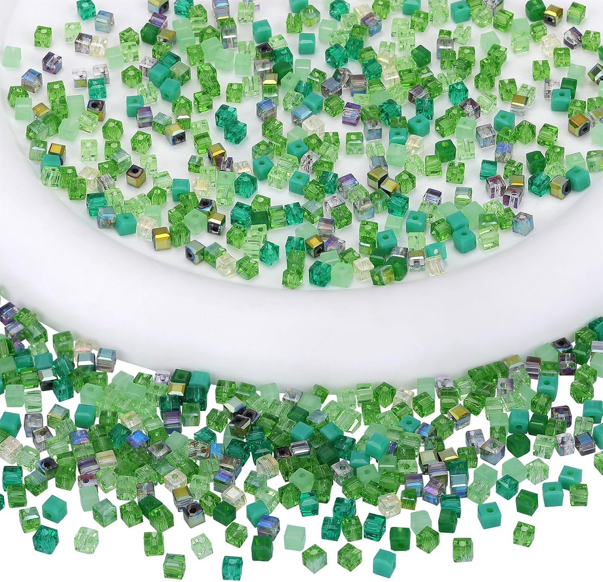 200 stuks kubussen van kristalglas, 3 mm, vierkante glazen kralen, afstandhouders voor armbanden, halskettingen, oorbellen, handwerk, woondecoratie, doe-het-zelf (groen)