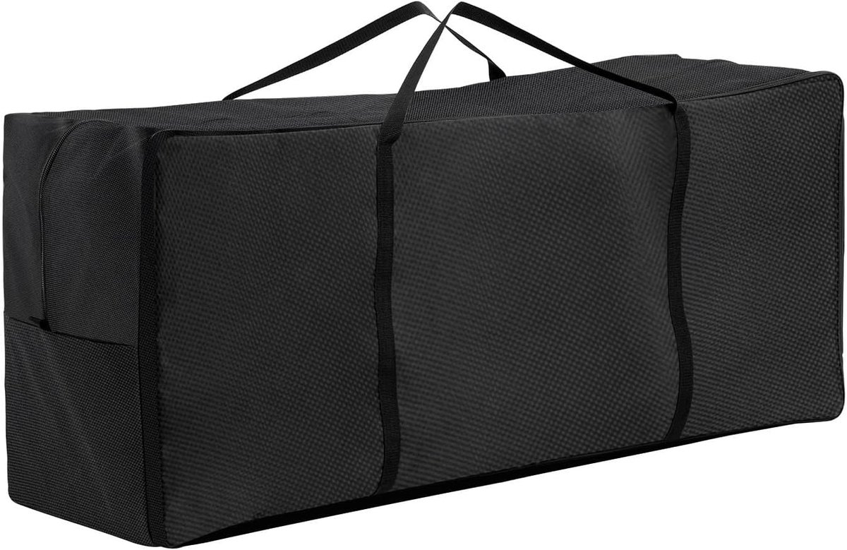 Opbergtas, voor tuinkussens, zachte bekleding, opbergtas met handgreep, speelgoed, niet volledig waterdicht, zwart (116 x 35 x 51 cm)