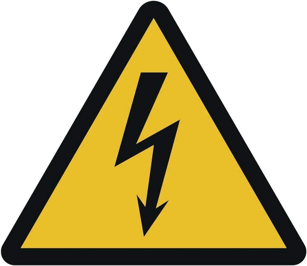 Waarschuwing voor elektrische spanning sticker Ø 10 cm volgens ISO 7010, ASR A1.3 (weerbestendig)