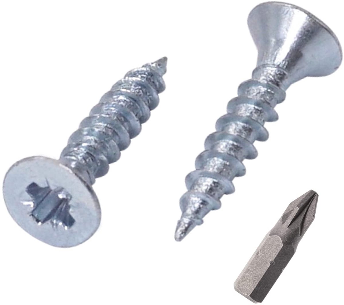 (Pack van 100 stuks) verzinkt staal 3,0 x 10 mm zilveren houtschroeven, Pozidriv verzonken kop, spaanplaat schroeven, PZ volledig schroefdraad (100, 3,0 x 10 mm)