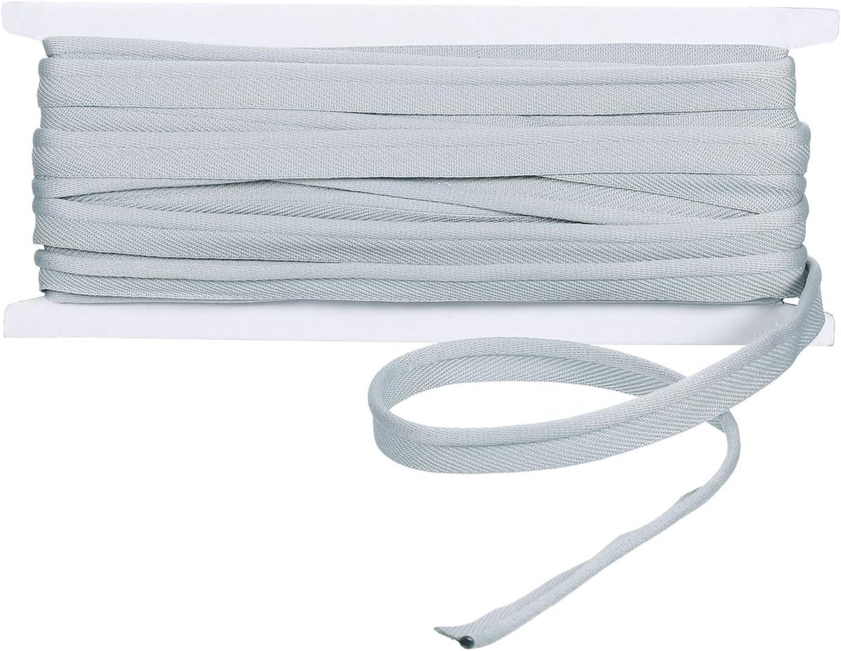 Katoenen paspelband, 10 m × 10 mm brede biasband, naadband, band voor doe-het-zelf handwerk, vlaggetjesslinger, schort handwerk, naaien, lichtgrijs