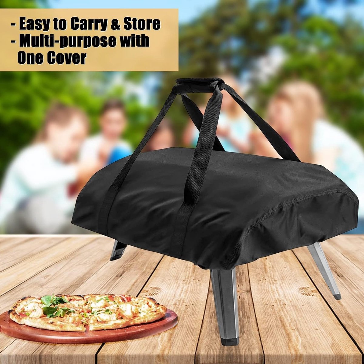 Pizzaovenafdekking voor Ooni Koda 12, waterdicht, weerbestendige pizzaoven, draagtas, Oxford-stof, pizzaoven, draagtas, pizzaoven, accessoires, zwart (63 x 41 x 16 cm) – foto 4