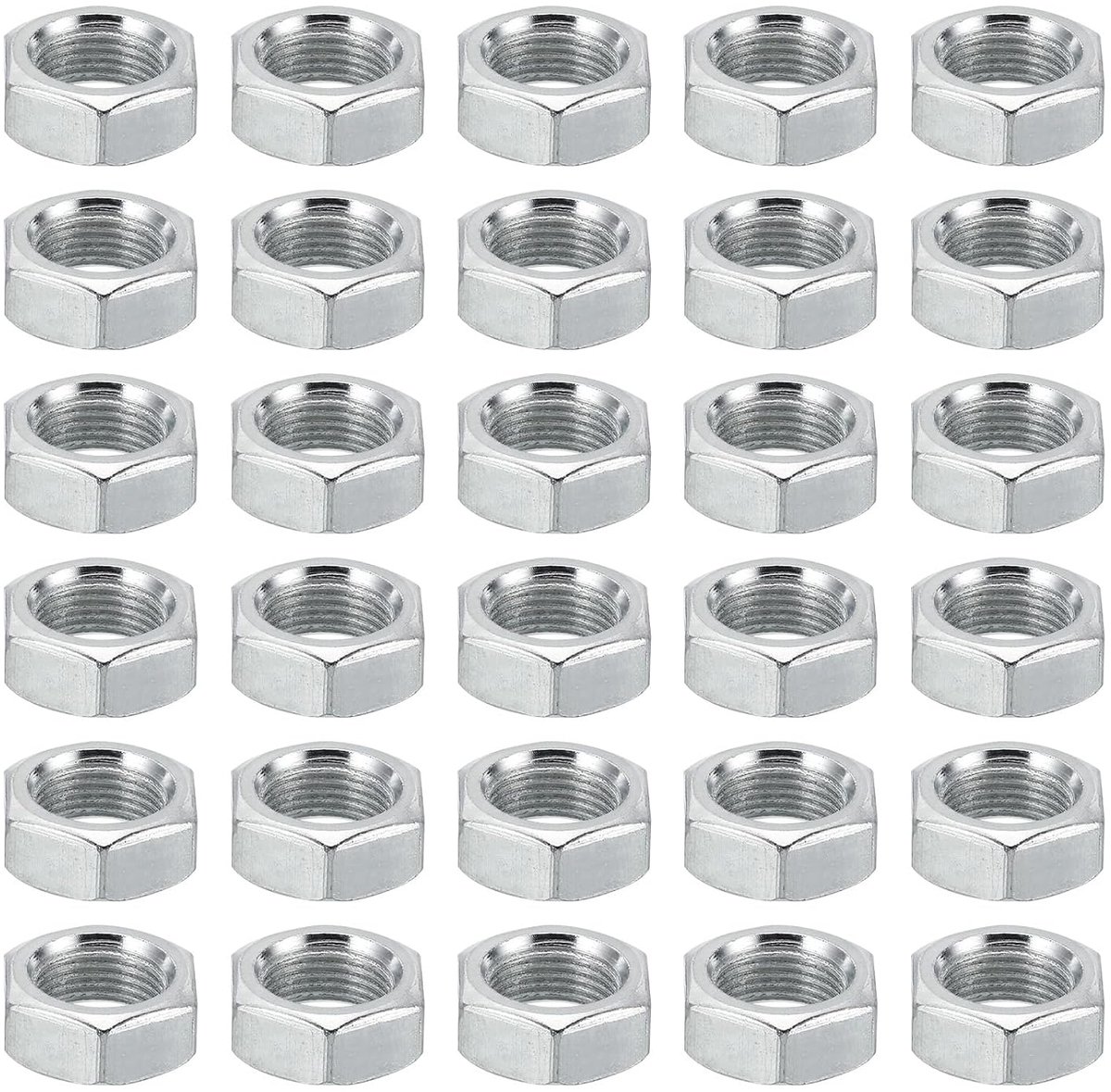 M12 x 1,0 stalen zeskantmoeren, 50 stuks, metrische schroefdraad, moeren, bouten, apparaten, bevestiging, hardware verzinkt, voor lampen, machines, onderhoud, 7 mm hoogte