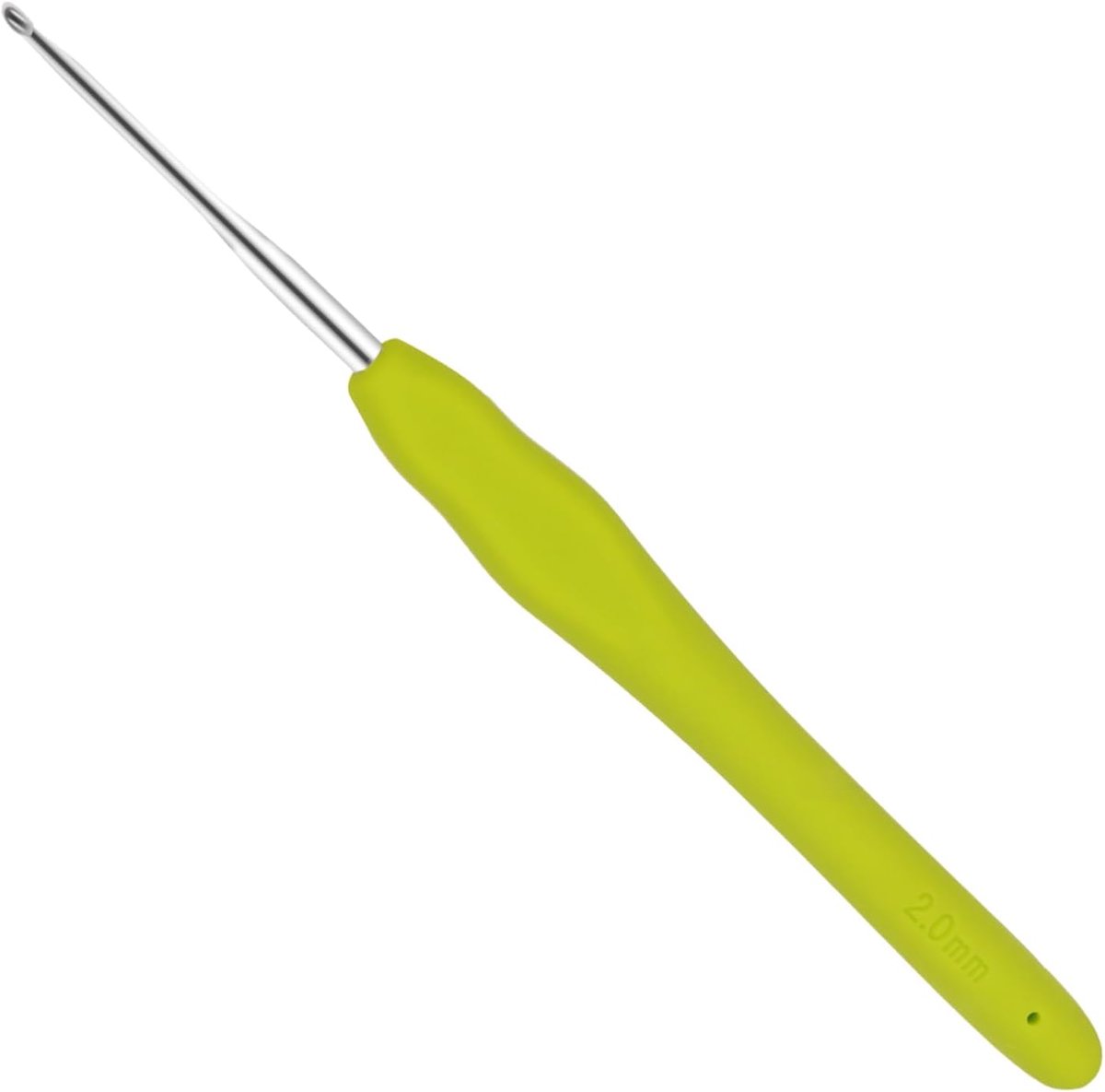 Haak 2,0 mm met gekleurde TPR-handgreep, ergonomische haak voor artritische handen, zachte handgreep en aluminium haak