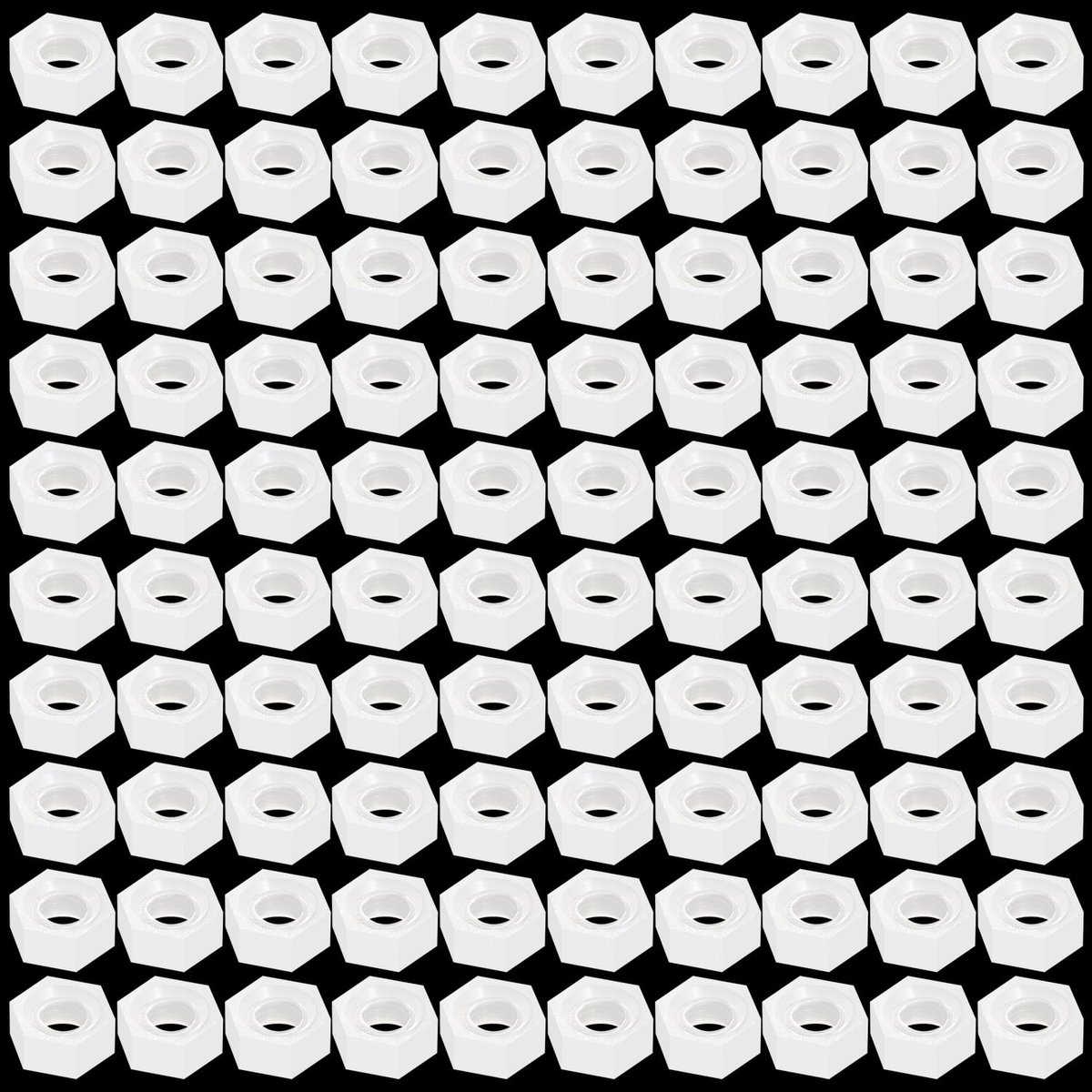 100 Stuks M3 Metrische Draad Zeskantbevestiging, Nylon Zeskantmoeren, Kunststof Zeskantmoer, Wit